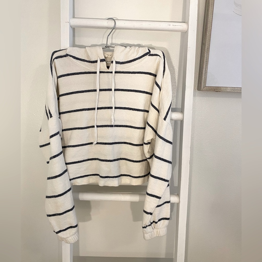 SM Love Stitch hoodie | striped navy/white